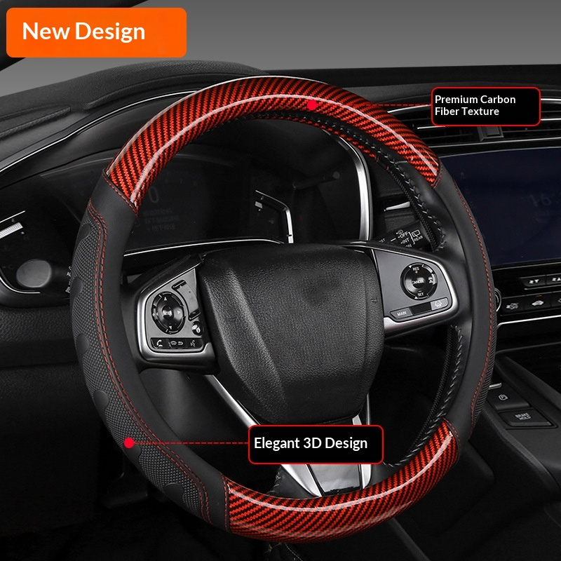 For Mercedes Benz Cars Carbon  - Car Steering Wheel Cover Anti Slip Breathable recension och pris