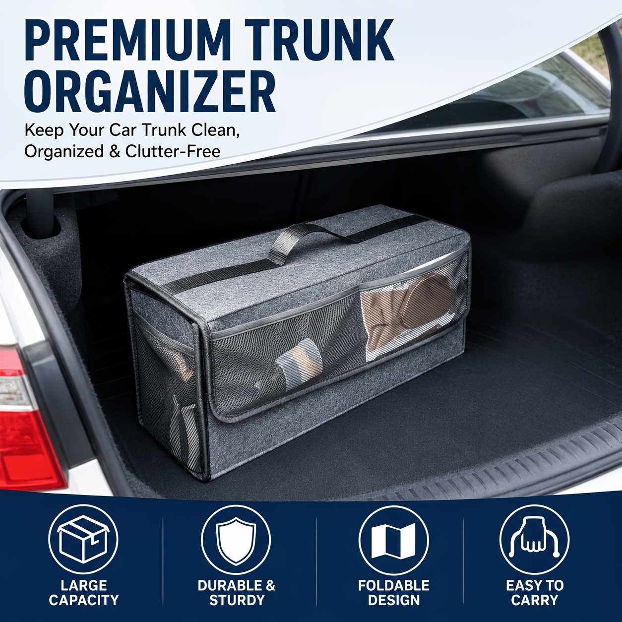 Felt Car Trunk Organizer with  - Car Trunk Organizer Foldable Storage Box recension och pris